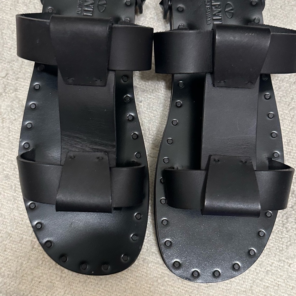 Valentino Black Gladiator Sandals with Studded Detailing Size 41
